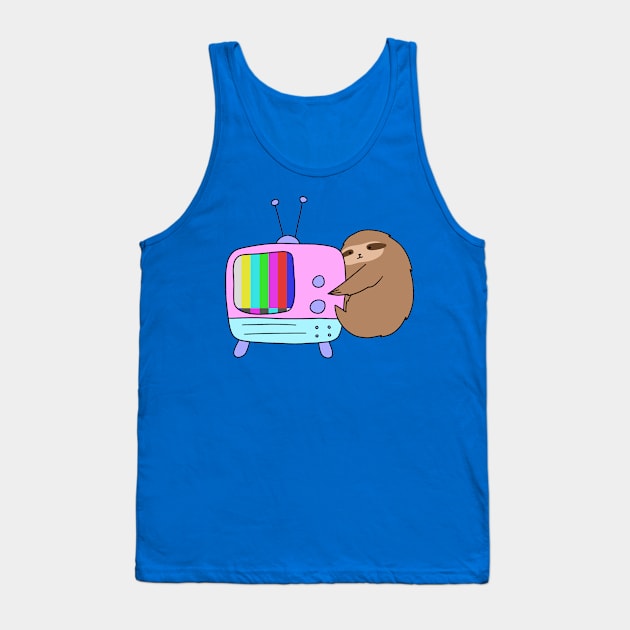 Vintage No Signal TV Sloth Tank Top by saradaboru